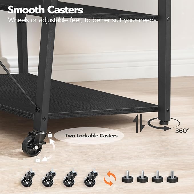 HOOBRO Rolling TV Stand with Mount and Power Outlet Up to 55 inch TVs, Corner - Image 6