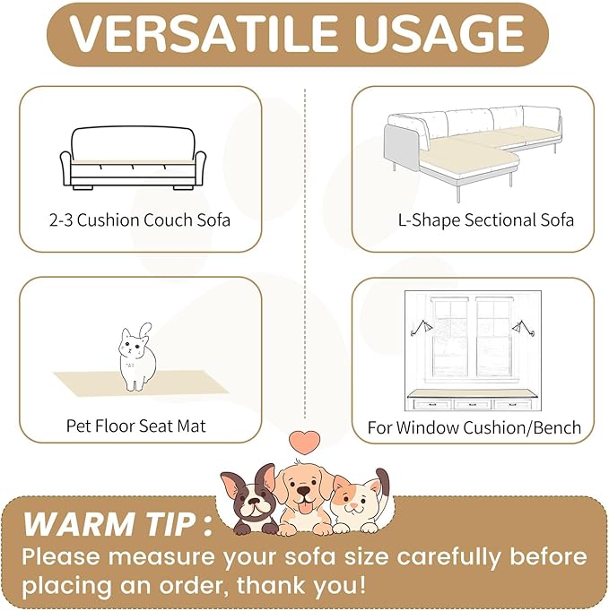 OTOB Couch Covers for 3 Cushion Sofa Pet Friendly, Plush Fuzzy Non Slip Sofa - Image 6
