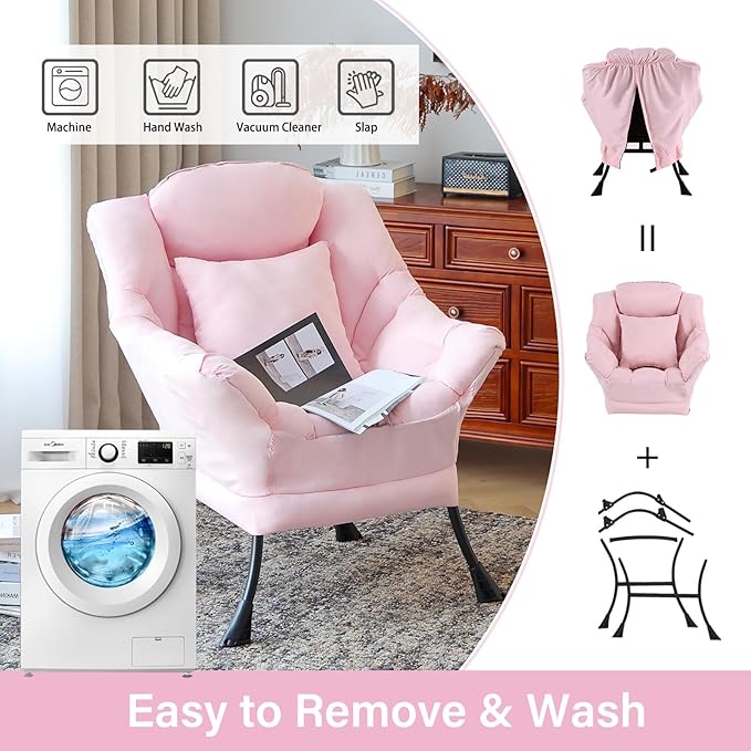 Lazy Chair with Pillow for Living Room, Modern Lounge Accent Chair with - Image 9