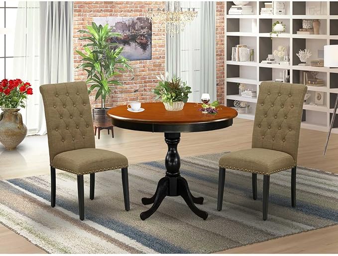 East West Furniture AMBA3-BCH-05 3 Piece Kitchen Table Set - Image 5