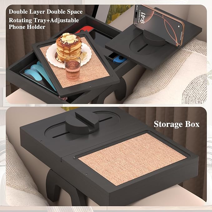 Bamboo Couch Armrest Table - Image 4