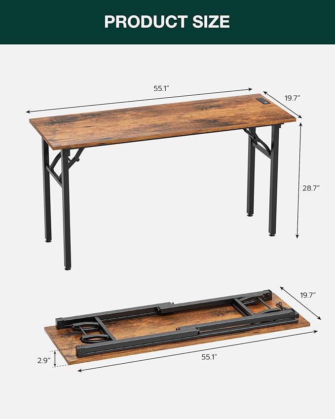 Frylr Small Folding Computer Desk – 55.1 Inch Portable Table - Image 2