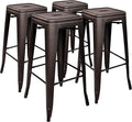30 Inches Metal Bar Stools, High Backless Stools, Indoor Outdoor Stackable by ELEVON