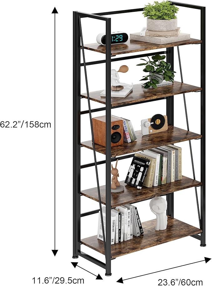 BHG Vintage Multifunctional Folding Bookshelf, No-Assembly Plant Stand Storage - Image 3