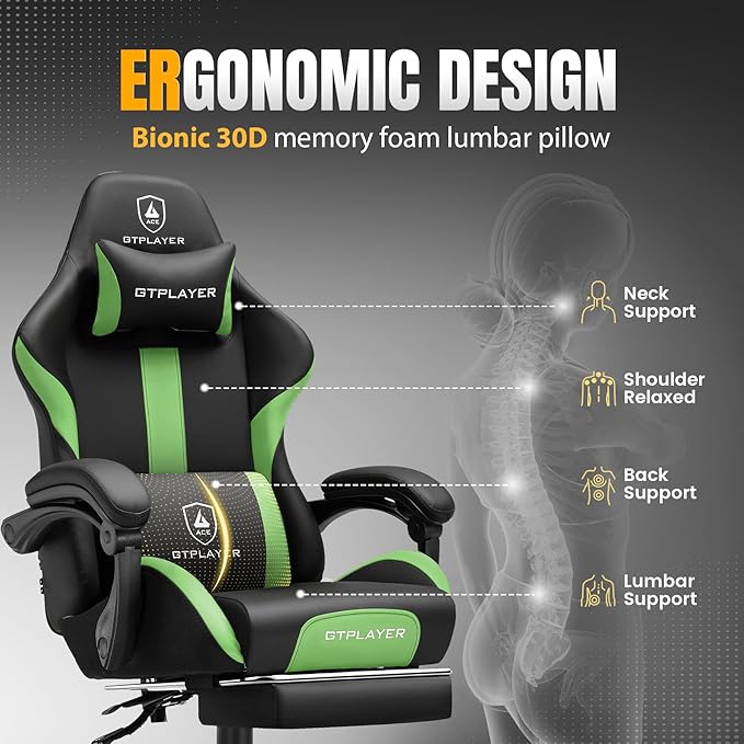 GTRACING Gaming Chair with Foot Rest & Pocket Spring Cushion, Ergonomic High - Image 5