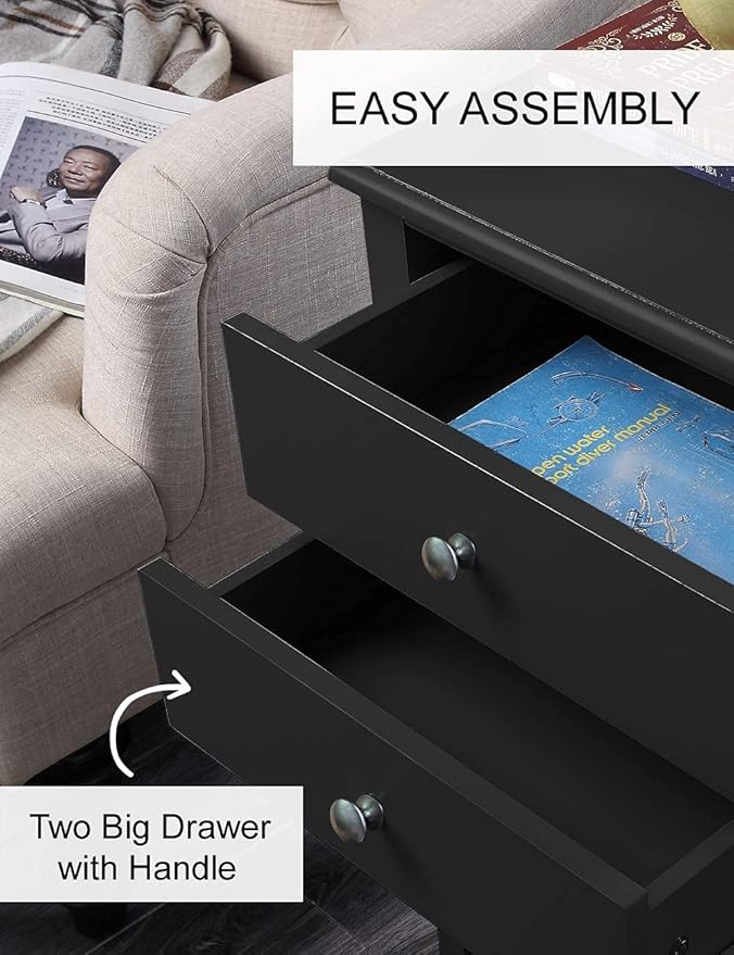 conifferism Black Nightstand End Table - Image 9