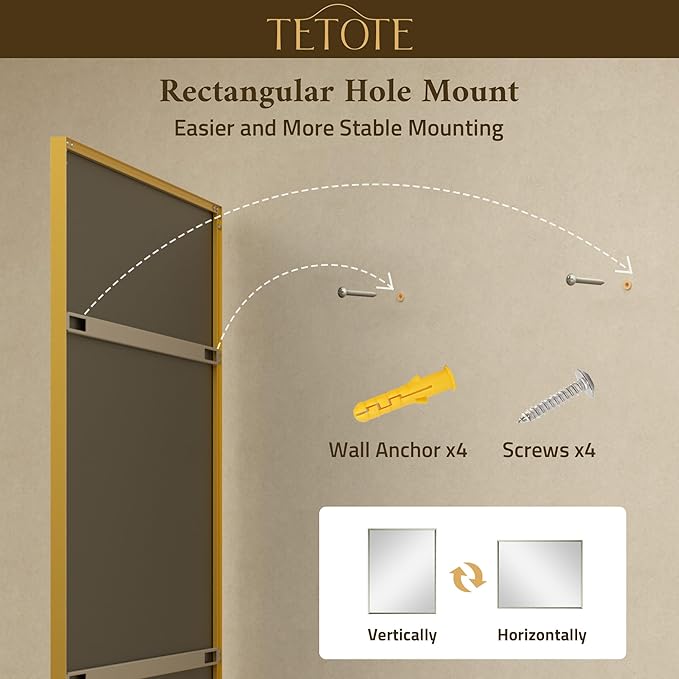 TETOTE Brushed Gold Vanity Mirror - Image 9