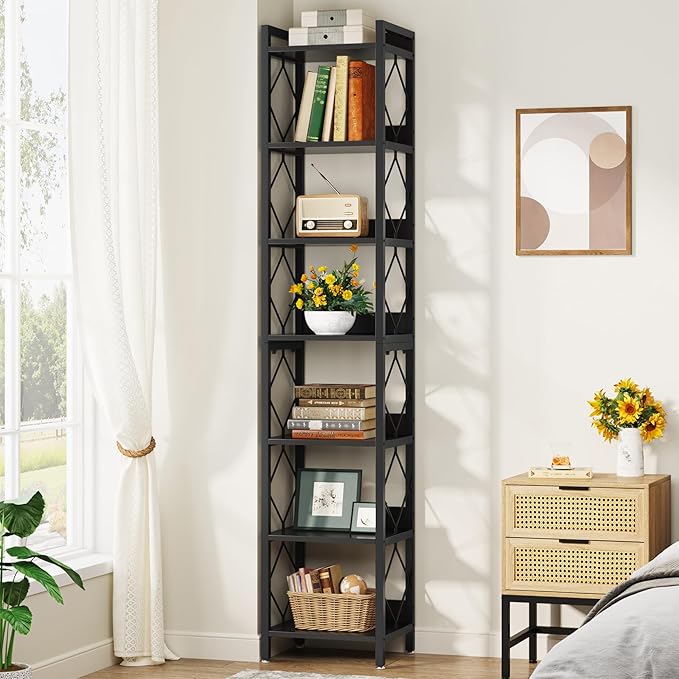 Tribesigns 78.7 Inch Extra Tall Narrow Bookshelf, 7 Tier Skinny Bookcase - Image 4