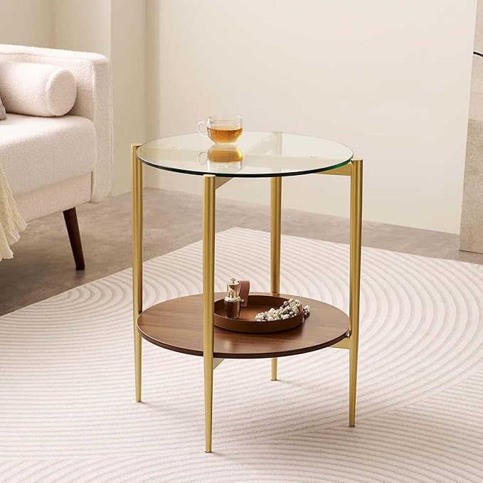 Round Glass End Table, Mid-Century Modern Design Sofa Table - Image 3