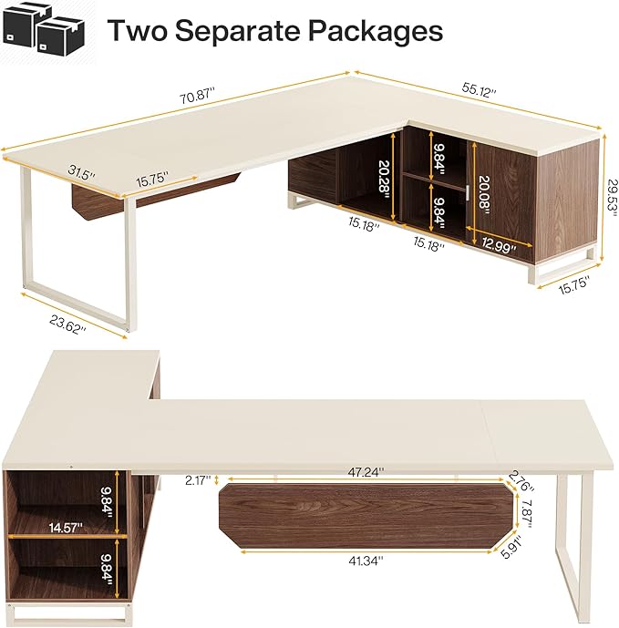 Tribesigns 70.8" Executive Desk - Image 2