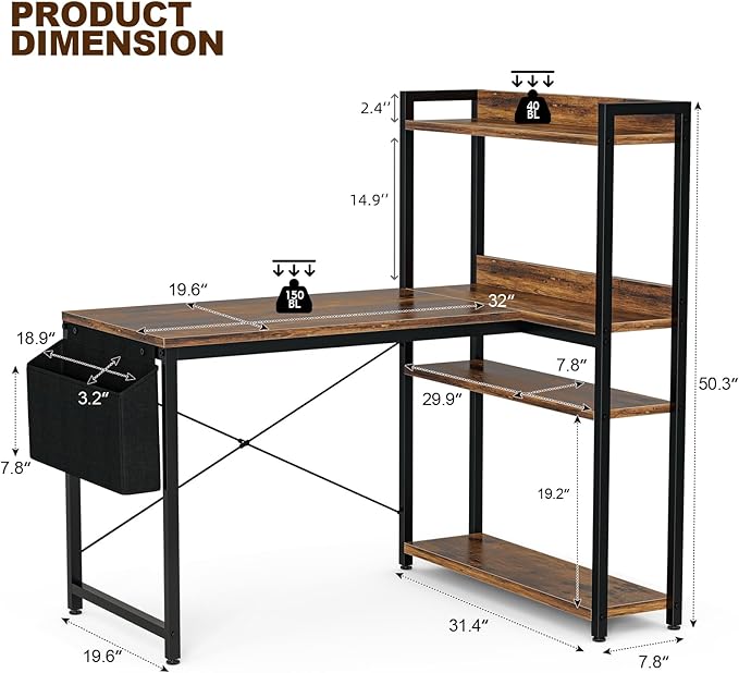 40 Inch L Shaped Computer Desk - Image 3