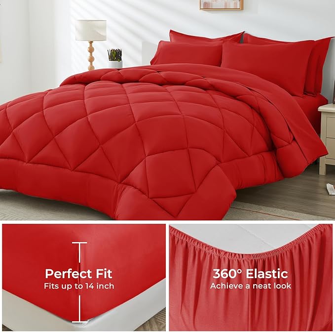 HEVUMYI Red Twin-XL Comforter Set - Image 3