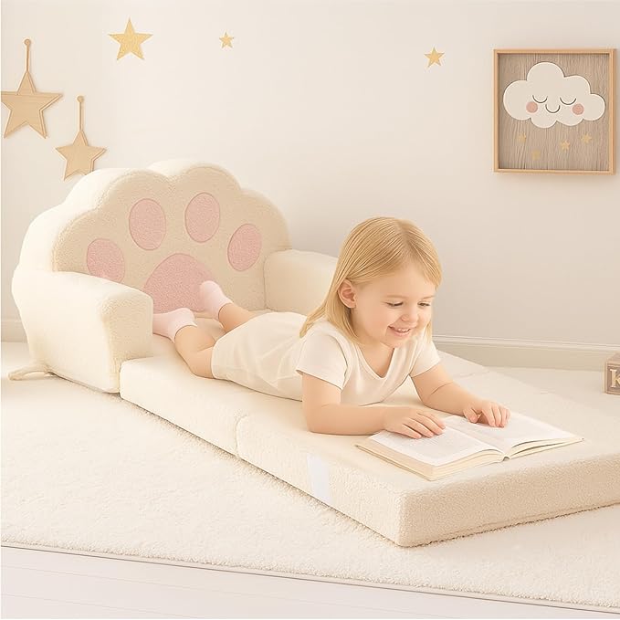 MONKISS Cat Paw Kids Couch, Toddler Chairs Comfy, Toddler Couch Bed Fold Out - Image 5
