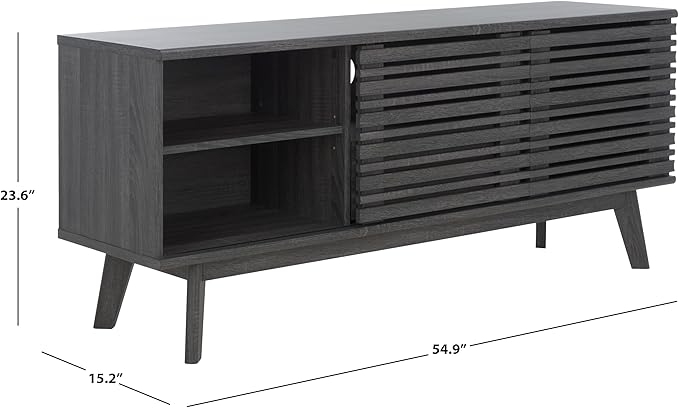 SAFAVIEH ESMA TV Stand for up to 60" Flatscreen – Distressed Black, Low - Image 2