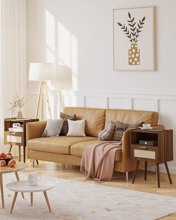 Rattan Nightstand, Modern Bedside Table - Image 3