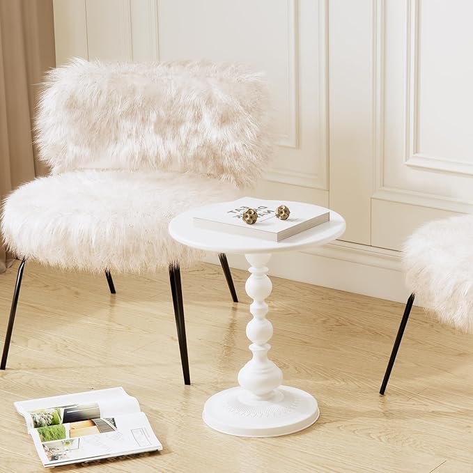 XIV Metal Small Round Side End Table, Vintage Matte Coffee Drink Cocktail Table - Image 5