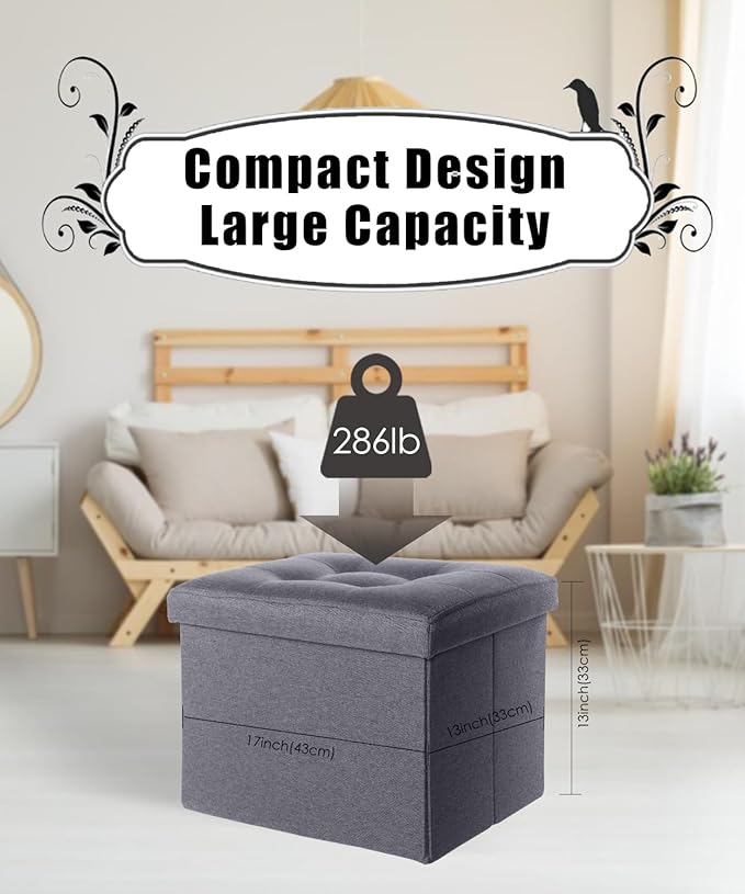 Ottoman Storage Ottoman Foot Rest Stool Foldable Bench - Image 4