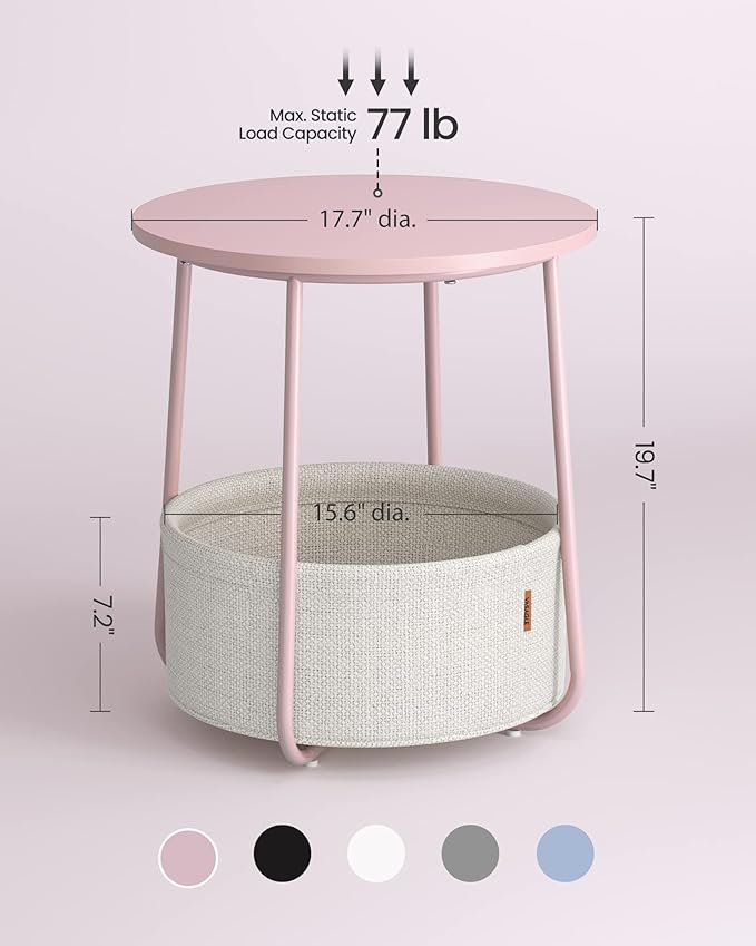 VASAGLE Small Round Side End Table, Modern Nightstand - Image 2