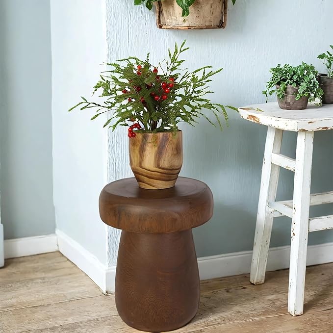 TORMAYS HOME Handmade Wood Side Table Tree Stump End Table Solid Wood Stool - Image 6