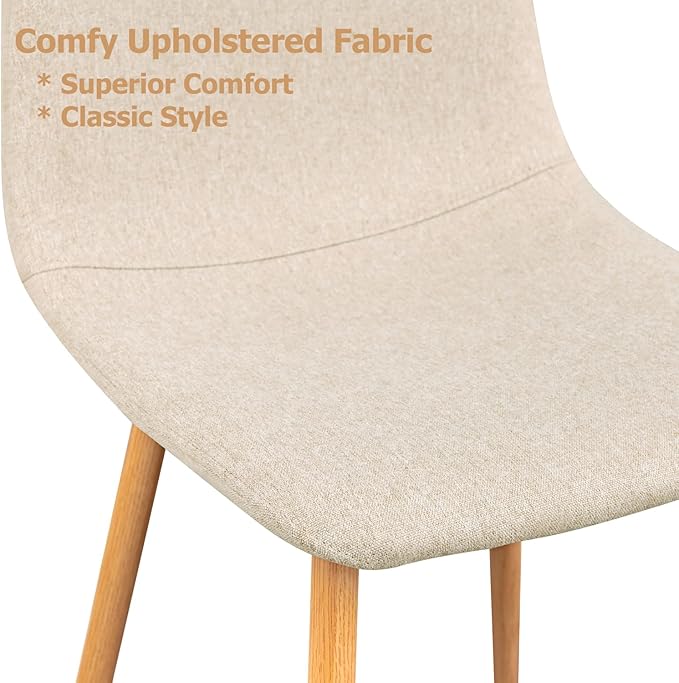 FurnitureR Dining Chairs Set of 4, Upholstered Fabric Armless Dining Room - Image 4