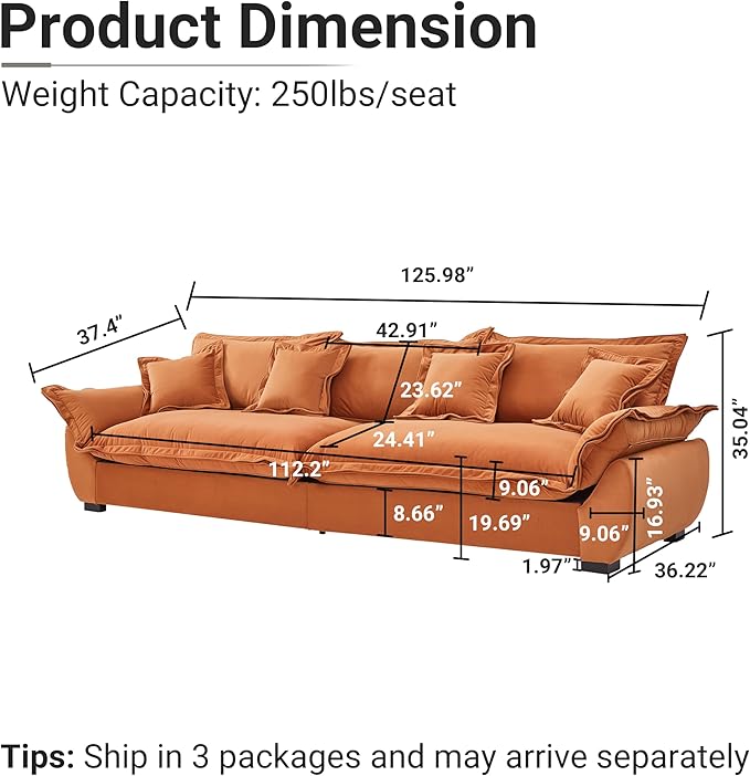 126 Inch Sailing Design Modular Sectional Cloud Sofa - Image 2