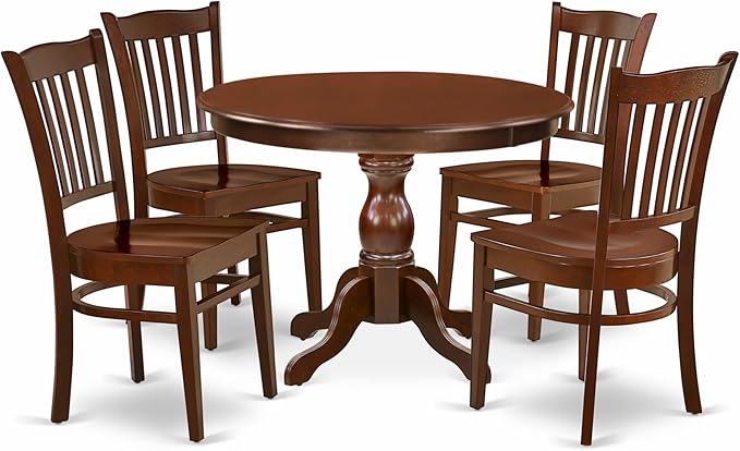 East West Furniture HBGR5-MAH-W 5 Piece Dining Table Set by EastWestFurniture