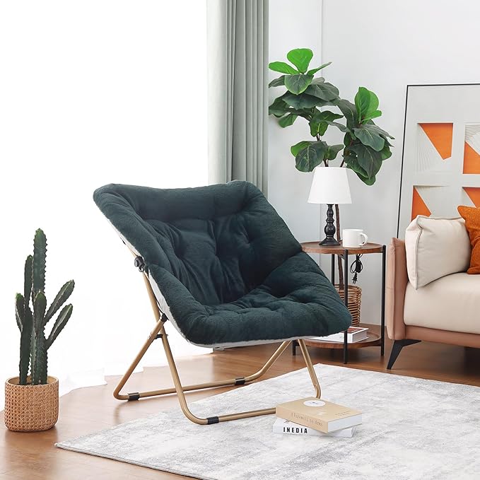 Tiita Comfy Saucer Chair, Soft Faux Fur Oversized Folding Accent Chair - Image 7