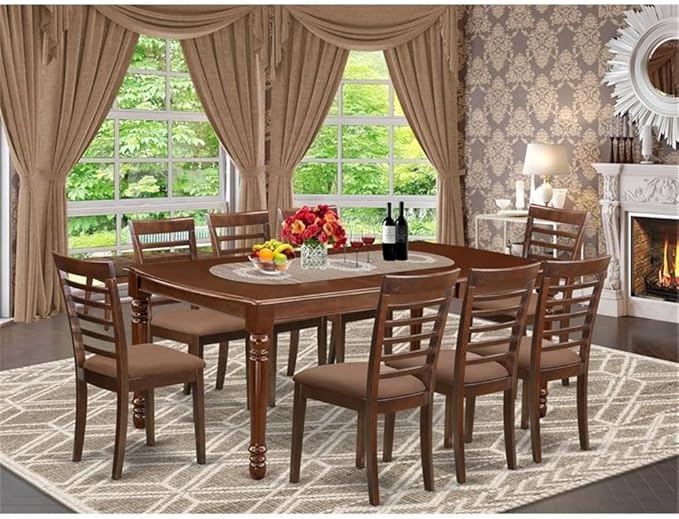 East West Furniture DOML9-MAH-C 9 Piece Kitchen Table Set Includes a Rectangle - Image 2