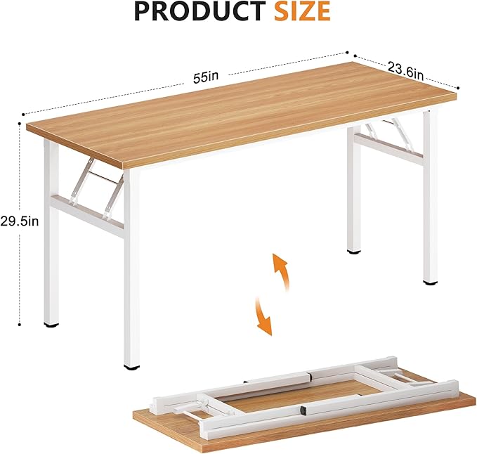 DlandHome Large Computer Desk, Folding Desk, Decent and Steady Home Office - Image 3