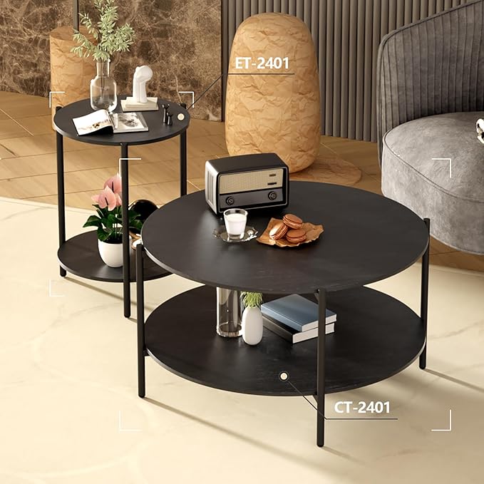 Round Side Table, 2-Tier Circle End Tables - Image 6