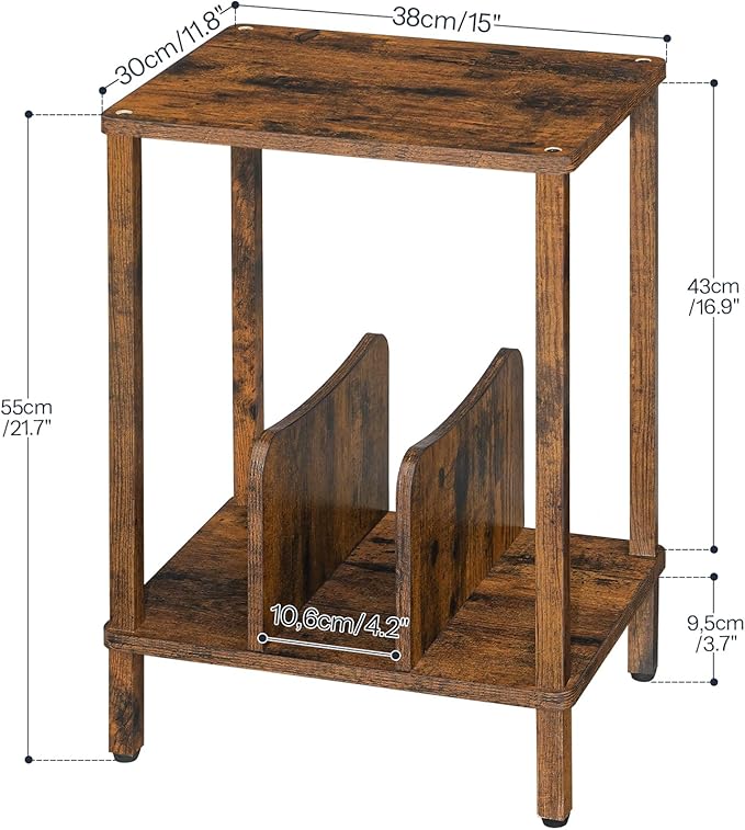 HOOBRO Record Player Stand, 2-Tier End Table, Vinyl Record Turntable Stand - Image 3