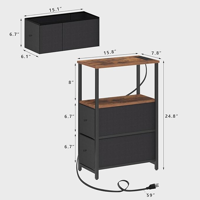 TUTOTAK Small Narrow LED End Table - Image 3