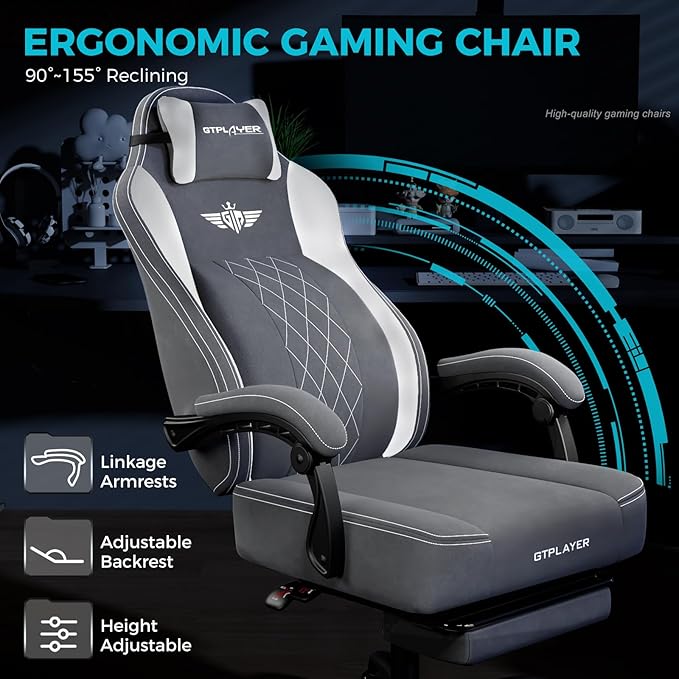 GTPLAYER Big and Tall Gaming Chair Breathable Fabric Computer Chair - Image 6