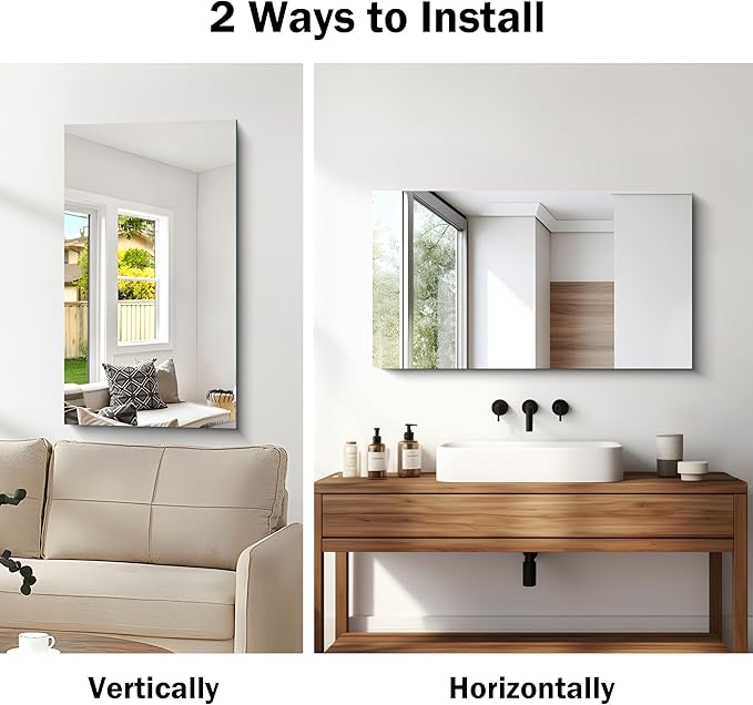 Frameless Mirror, 20x36 Inch Bathroom Mirrors - Image 6