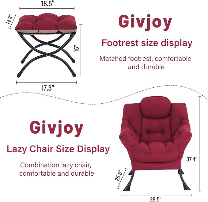 Lazy Chair and Ottoman, Large Accent Lounge Chair - Image 3