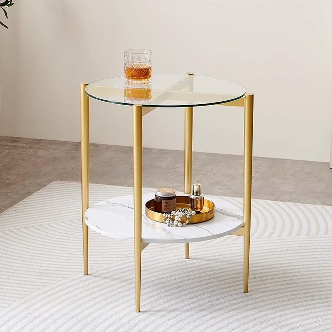 Round Glass End Table, Mid-Century Modern Design Sofa Table - Image 3