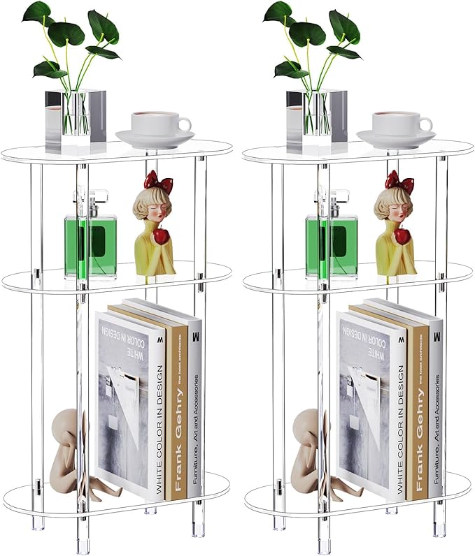 Clear Acrylic Narrow Side Table Set of 2 by Bkemiy