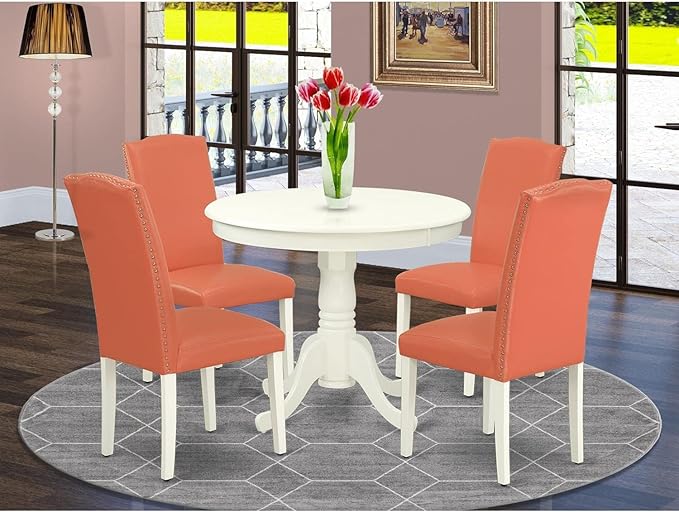 East West Furniture ANEN5-LWH-78 5 Piece Modern Dining Table Set Includes a - Image 6
