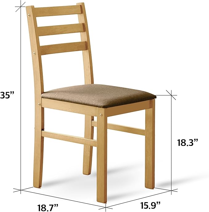 Livinia Seattle Modern Farmhouse Kitchen Dining Room Chair Set of 2, Solid Wood - Image 3