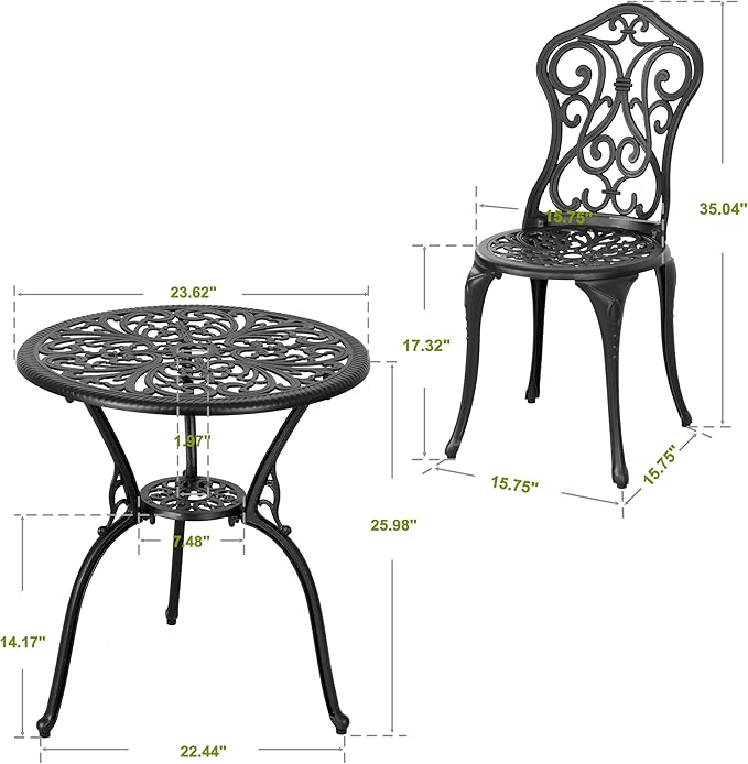 NUU GARDEN 3 Pieces Patio Bistro Set, Round Table - Image 6