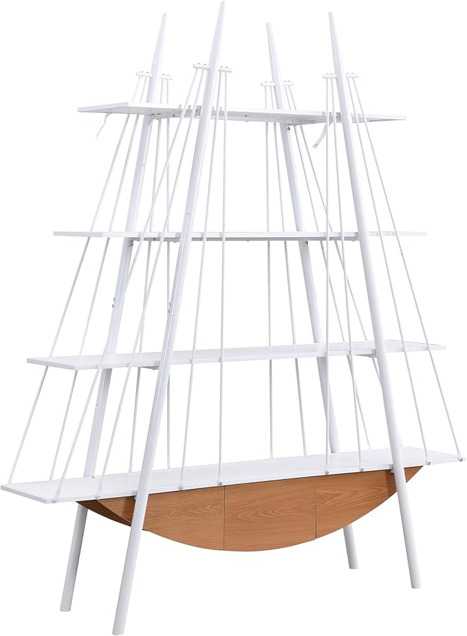 4 Tier Modern Boat-Shaped Bookshelf - Image 6