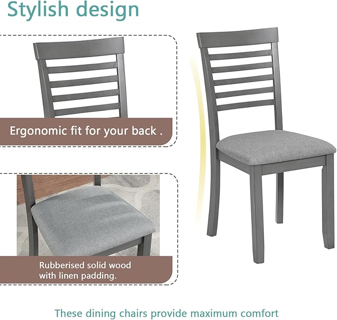 KEIKI 5-Piece Standard Height Dining Table Set - Image 6