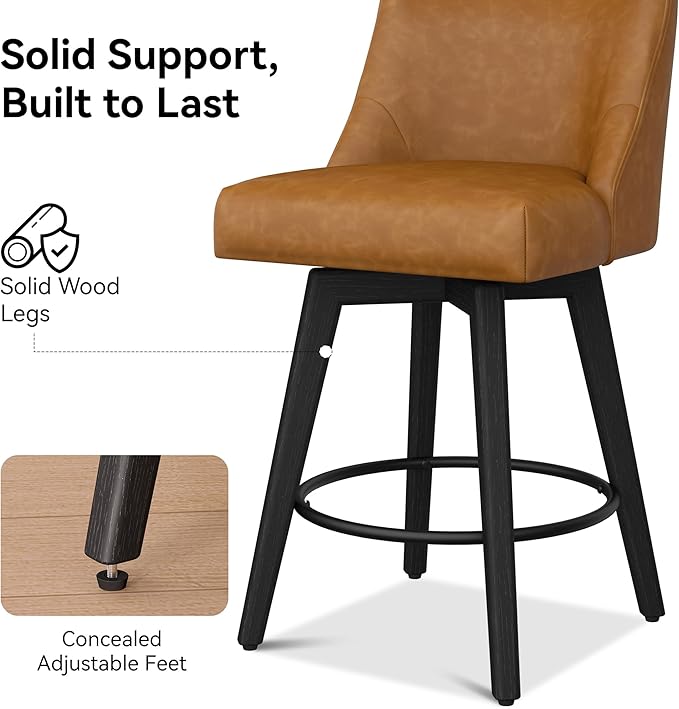 Counter Height Bar Stools Set of 2, Modern Swivel Barstools - Image 5