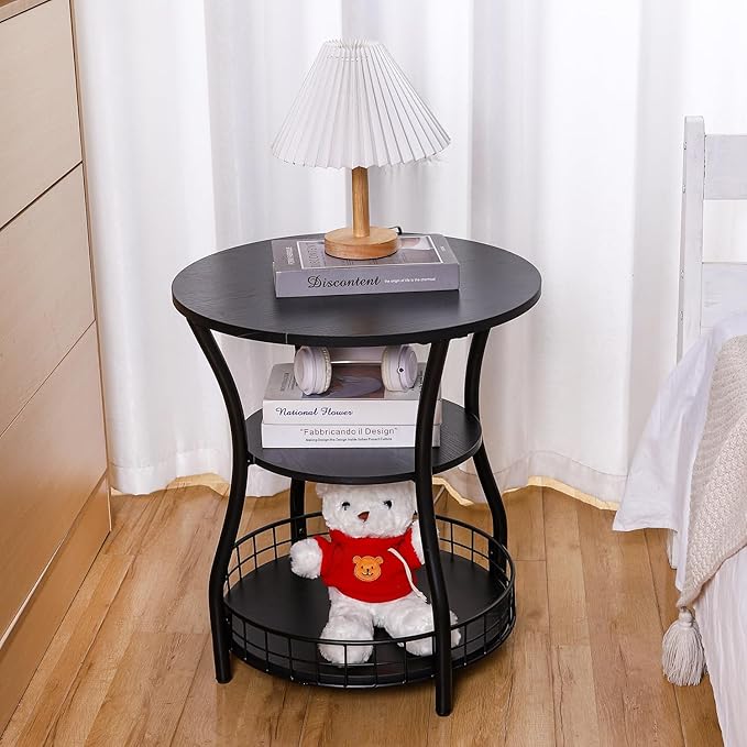 Round Side Table, 3-Tier Accent End Table - Image 7