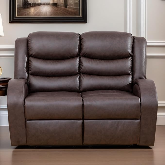 Loveseat Recliner Sofa, Reclining Loveseat Leather Couch Upholstered, Modern - Image 6