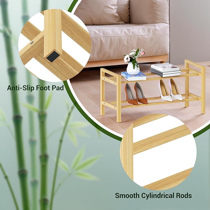 Haddockway Bamboo Shoe Rack for Closet, Free Standing Shoe Organizer - Image 8