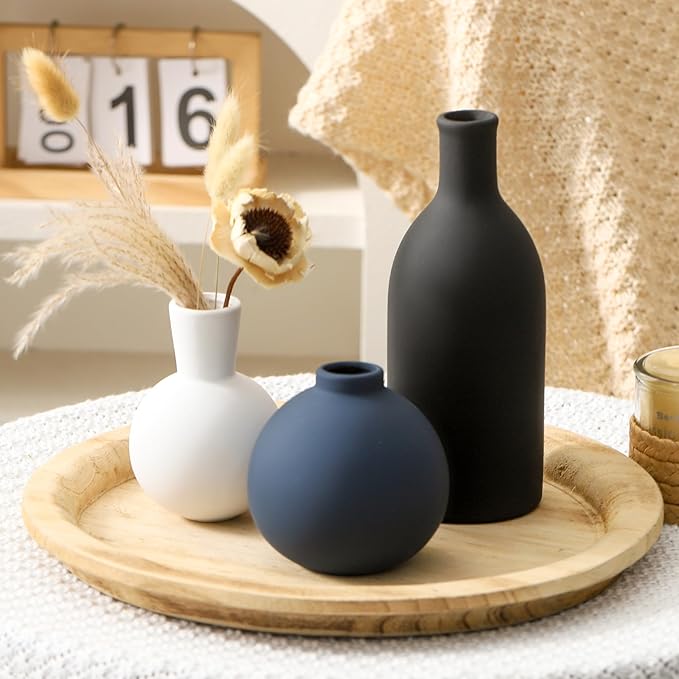 Ceramic Vase Set of 3 | Vases Home Decor | Decorative Flower Table Rustic Vase - Image 5