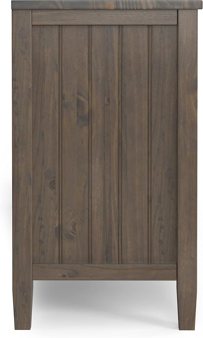 SIMPLIHOME Lev SOLID WOOD 72 Inch Wide Contemporary TV Media Stand in Smoky - Image 7