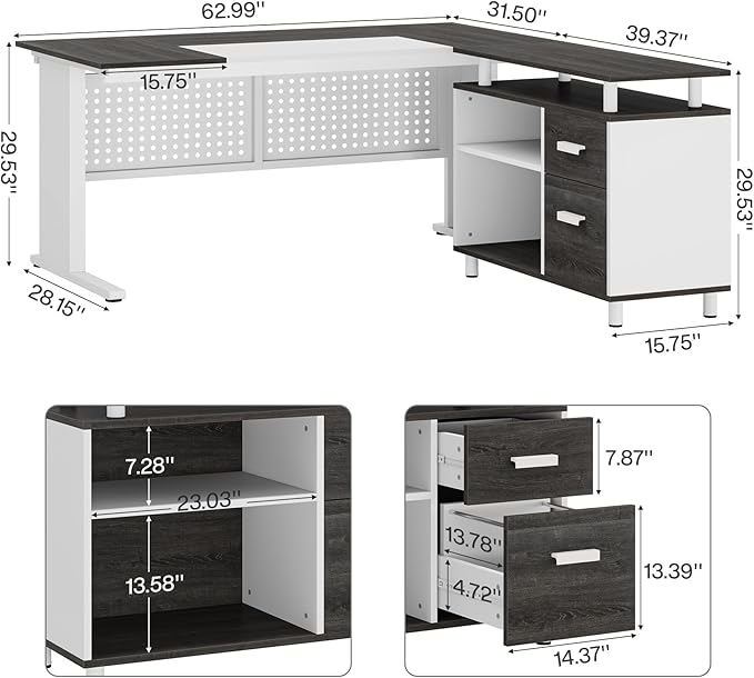 Tribesigns 63 Inch Executive Desk - Image 2