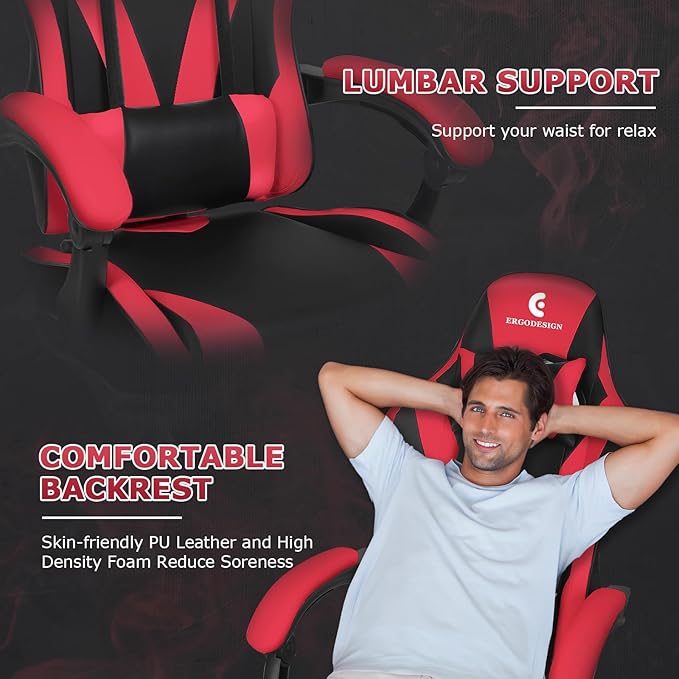 Gaming Chair with Linkage Armrest & Footrest, High Back Video Gaming Chair - Image 7